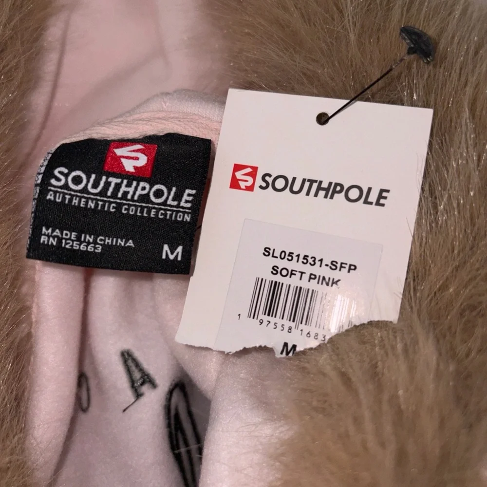 NTW Southpole Legacy Pink Zippered Faux Fur Trimmed Hoodie MED - Picture 2 of 9